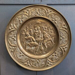 16th Century Style Allegorical Virgin & Child in the Tavern Brass Charger Plate