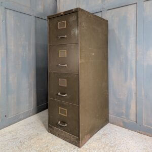 Olive Green 1950's Vintage 'Art Metal' Four Drawer Steel Filing Cabinet