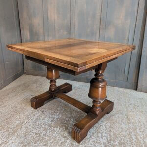 1950's Vintage Oak Late Deco Styled Drawleaf Table - To Clear