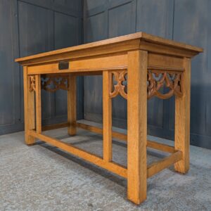 Post-War Oak Gothic Communion Altar Table from Wales