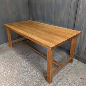 Good Size Architectural Square Edged Oak Plank Refectory Table