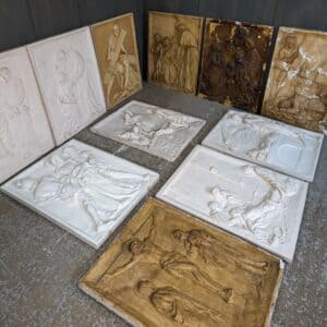 Large Part Set of 11 Vintage Plaster Stations of the Cross
