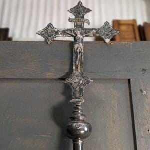 Silver Plated Antique Processional Cross from the Church of Christ the Healer