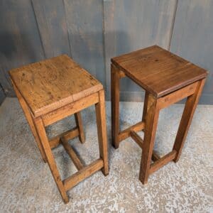 1960's Vintage Teak & Beech Laboratory Stools
