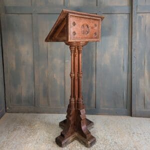 Victorian Gothic Carved Baltic Pine Pedestal Church Lectern