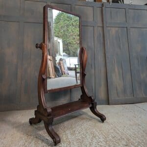 Large Victorian Mahogany Cheval Mirror with Flattering Silvered Glass