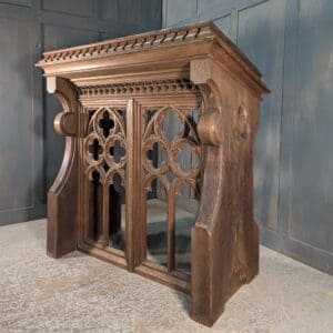 Monumental Mid 19th Century Oak Gothic Carved Ambo Reading Desk Lectern from an unknown Catholic Church