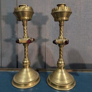 Hart Son Peard & Co Gothic Revival Pair of Altar Candlesticks Circa 1885